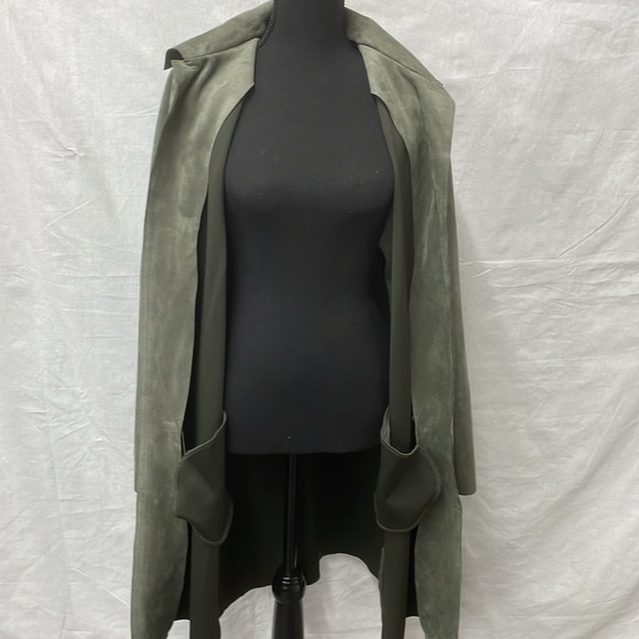 Philosophy moleskin/faux suede lightweight jacket w/scarf, size large, olive - Picture 10 of 13